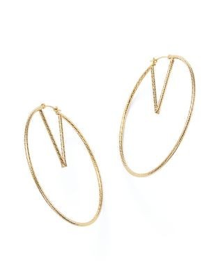 14K Yellow Gold V-Hoop Earrings