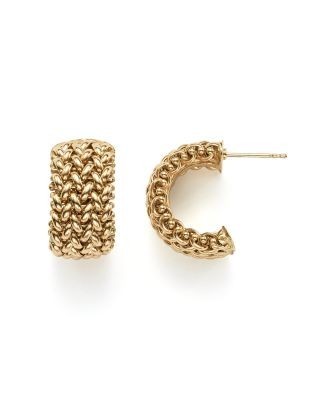 14K Yellow Gold Woven Hoop Earrings