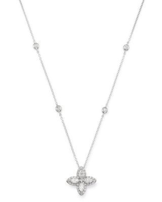 Bloomingdale's Fine Collection Diamond Marquis Flower Pendant Necklace in 14K White Gold, 0.50 tcw