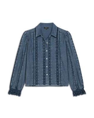 Rails Rowen Cotton Denim Eyelet Blouse
