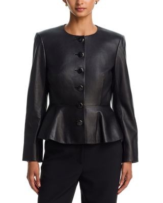Veronica Beard Quinn Peplum Leather Jacket