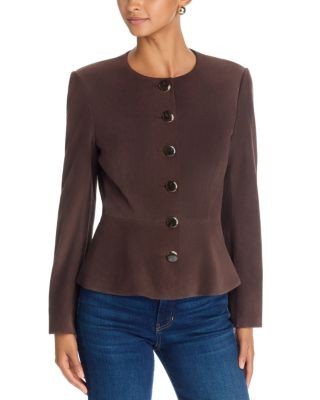 Veronica Beard Quinn Leather Peplum Jacket