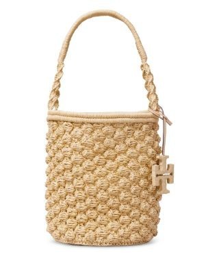 Tory Burch Ella Hand Crochet Straw Bucket Bag
