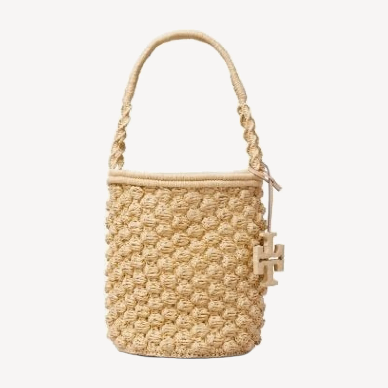 Tory Burch Ella Hand Crochet Straw Bucket Bag