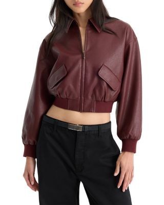 Good American The Better Than Leather Cropped Bomber Jacket