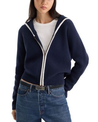 Good American Sailor Merino Wool & Cashmere Cardigan Sweater