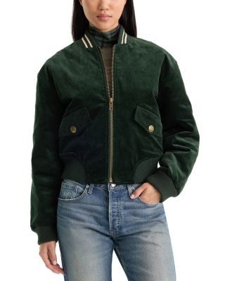 Good American The Cotton Stretch Corduroy Varsity Jacket