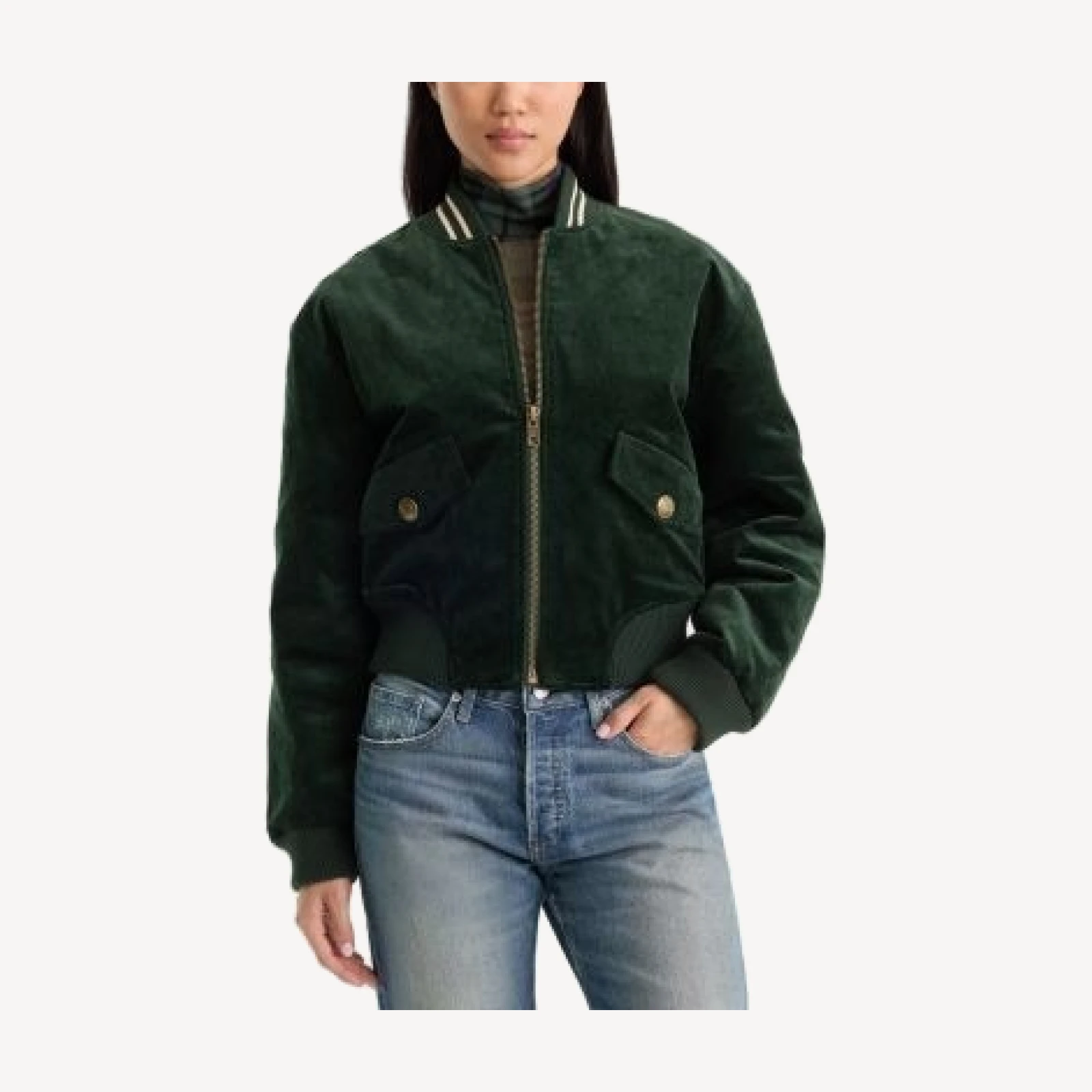 Good American The Cotton Stretch Corduroy Varsity Jacket