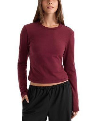 Good American Cotton Stretch Long Sleeve Baby Tee