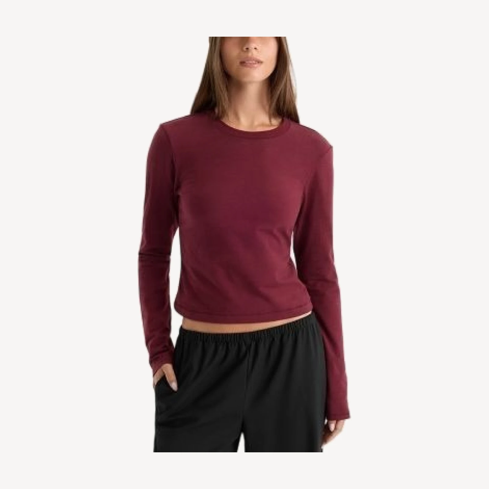Good American Cotton Stretch Long Sleeve Baby Tee