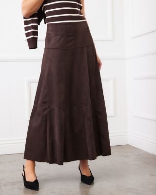 Karen Kane Tiered Faux Suede Skirt