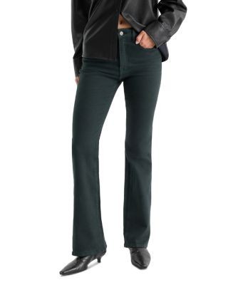Good American Classic High Rise Bootcut Jeans in Forest Green