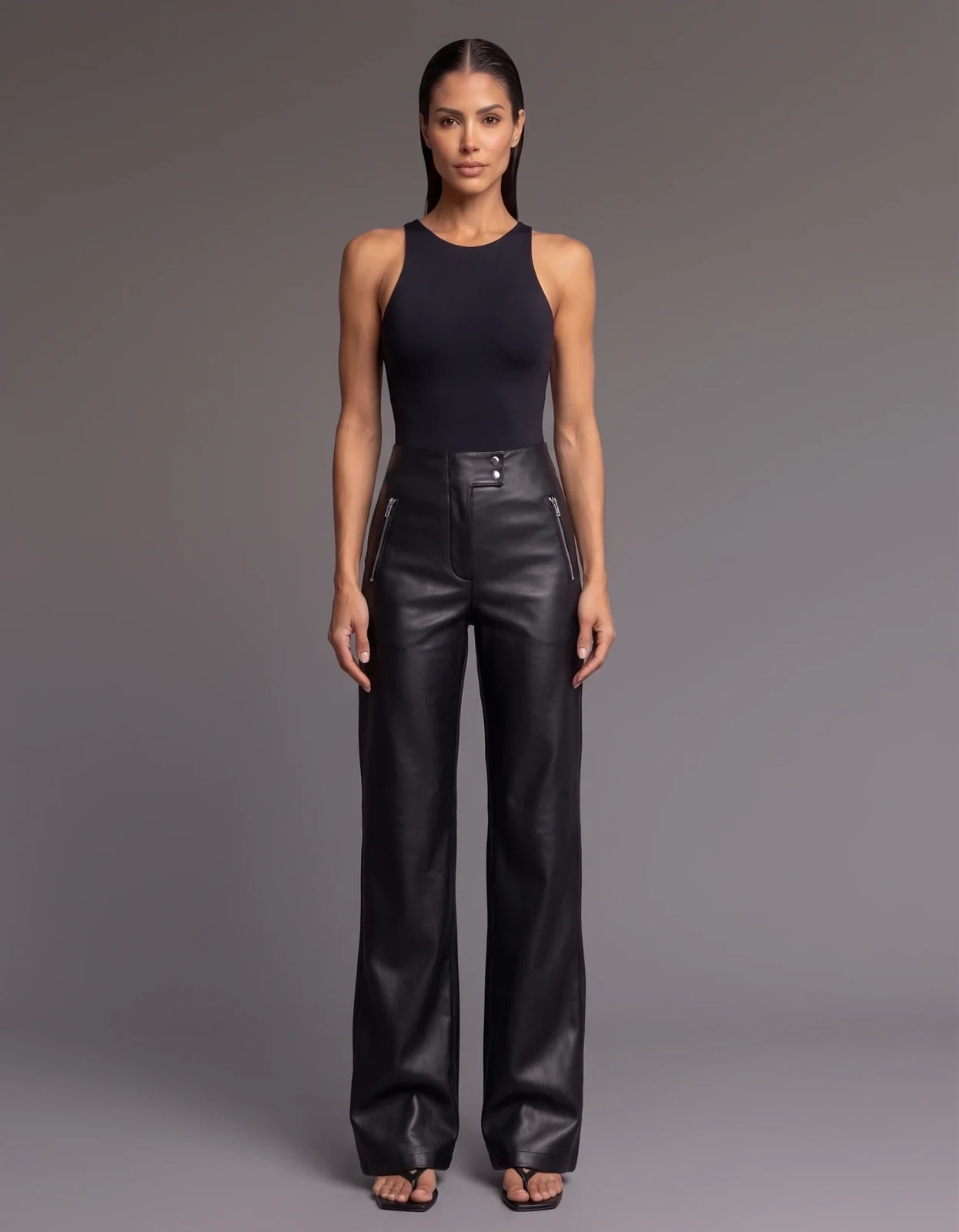 AIMEE LEATHER PANTS [BLACK]