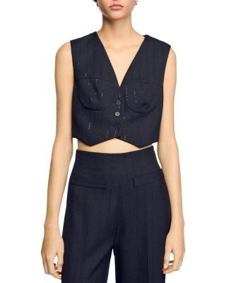 Sandro Sequin Cropped Jacket