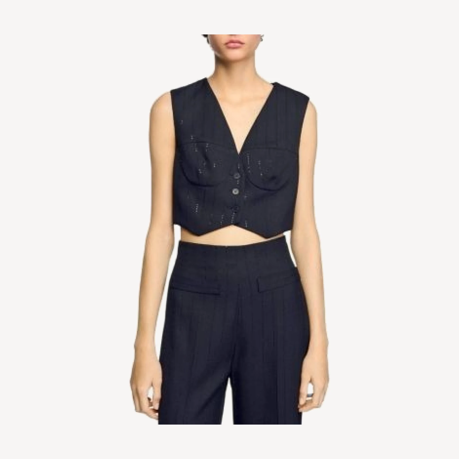 Sandro Sequin Cropped Jacket