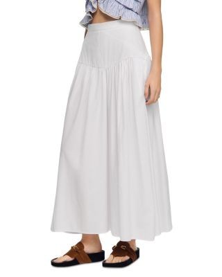 Sandro Aleonor Poplin Side Tie Maxi Skirt