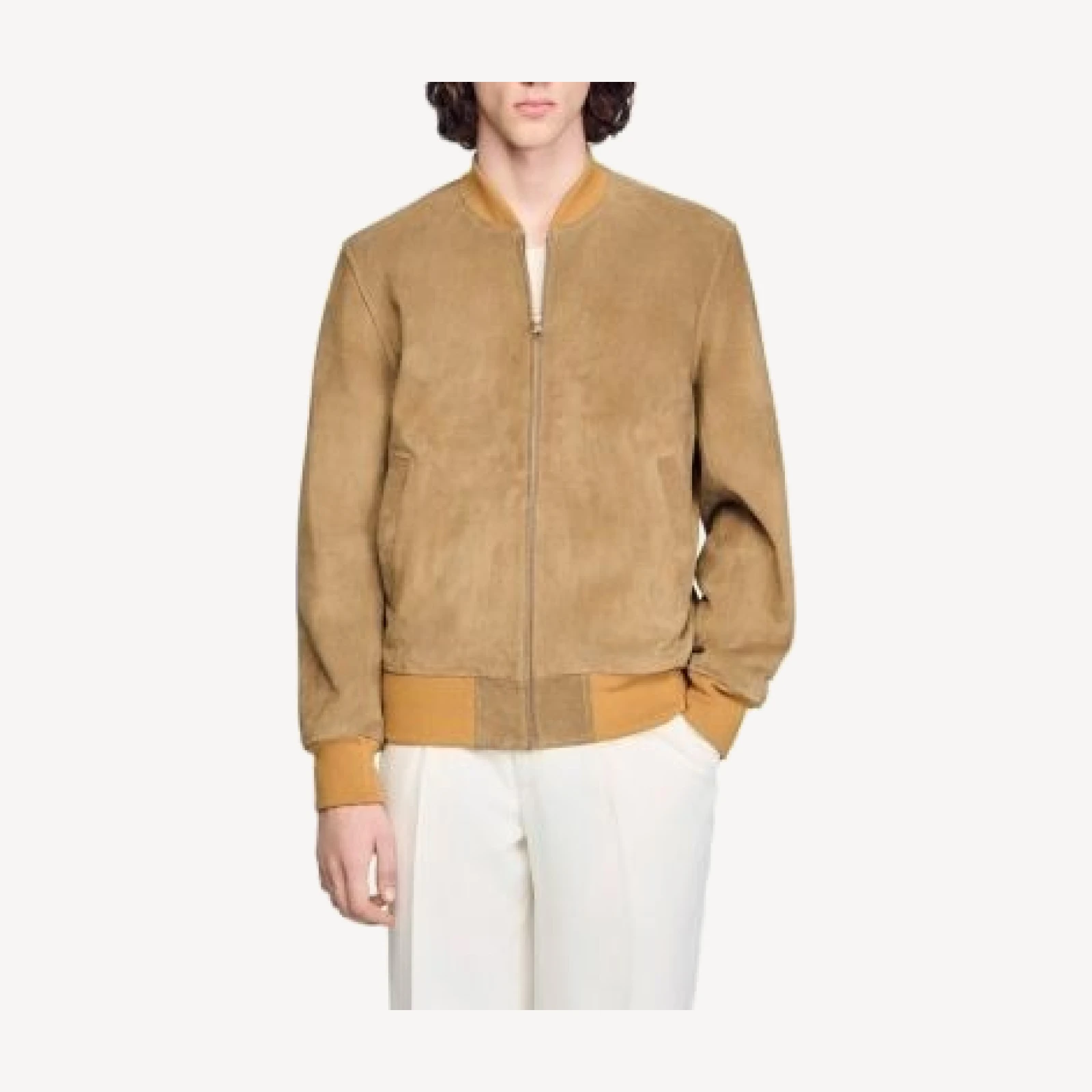 Sandro Monaco Zip Up Split Leather Jacket