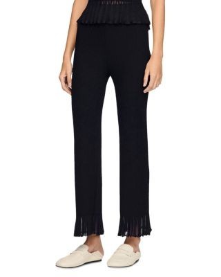 Sandro Ruffled Knit Trousers
