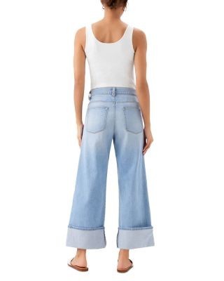 Karen Kane High Rise Cropped Wide Leg Jeans in Denim