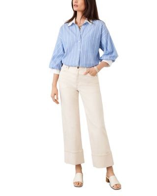 Karen Kane High Rise Cuffed Cropped Jeans in Natural