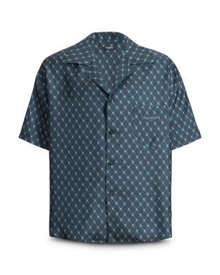 Balmain Loose Fit Grid Print Pocket Shirt