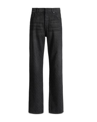 Balmain Monogram Pattern Loose Fit Cotton 33.9 Jeans in Black/Medium Grey