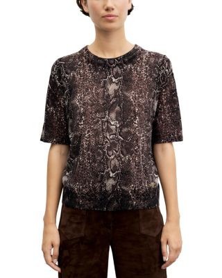 Gerard Darel Rosa Wool Printed Short Sleeve Sweater
