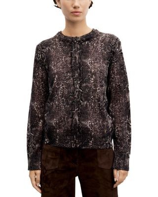 Gerard Darel Rouba Wool Printed Button Front Sweater
