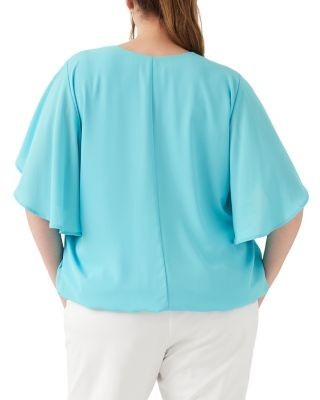 Karen Kane Plus Size Flutter Sleeve V Neck Top