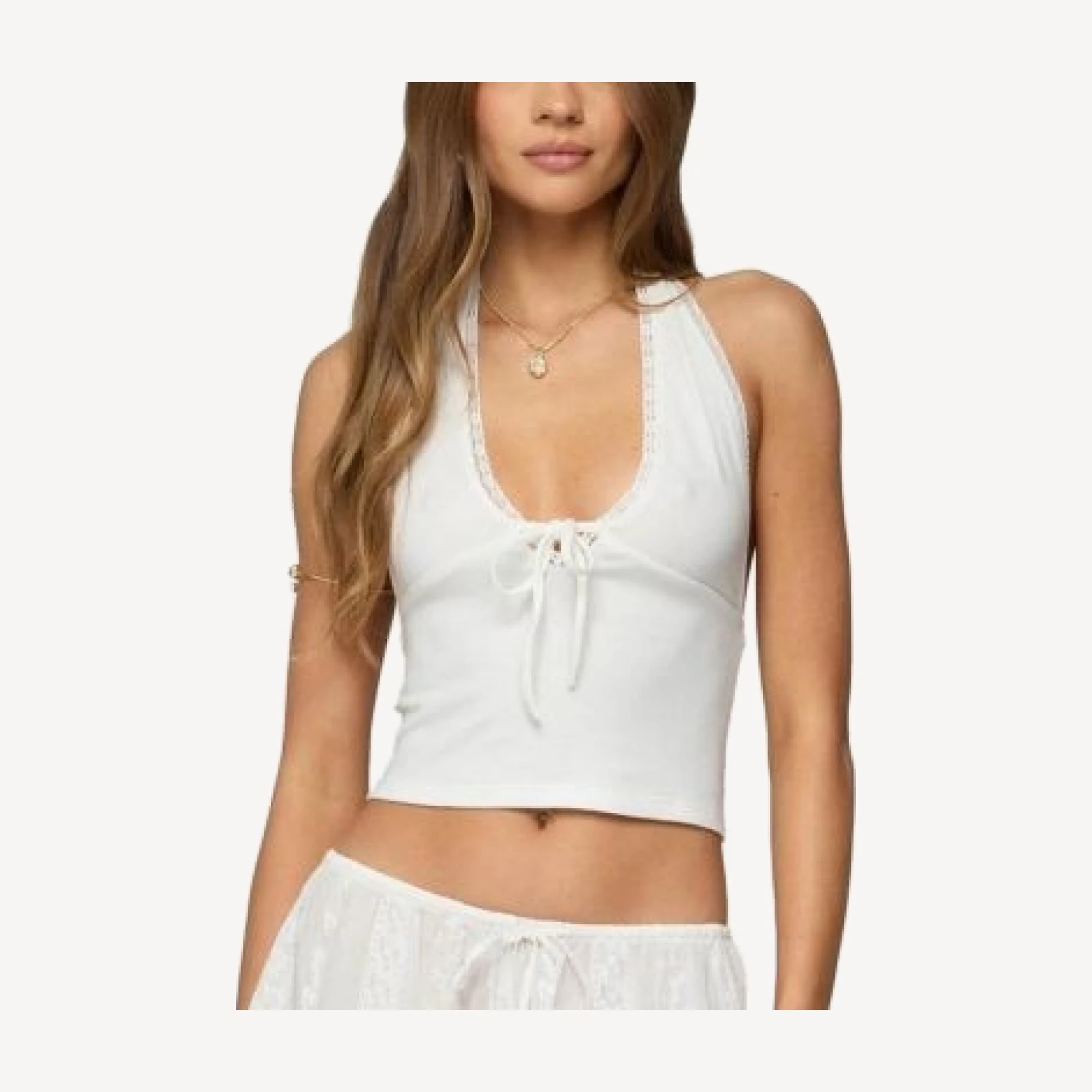 Edikted Greer Tie Front Halter Top