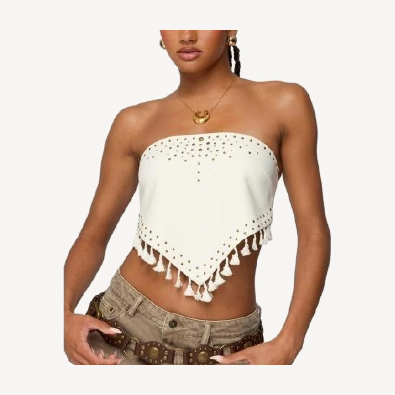 Edikted Stud & Tassel Handkerchief Top