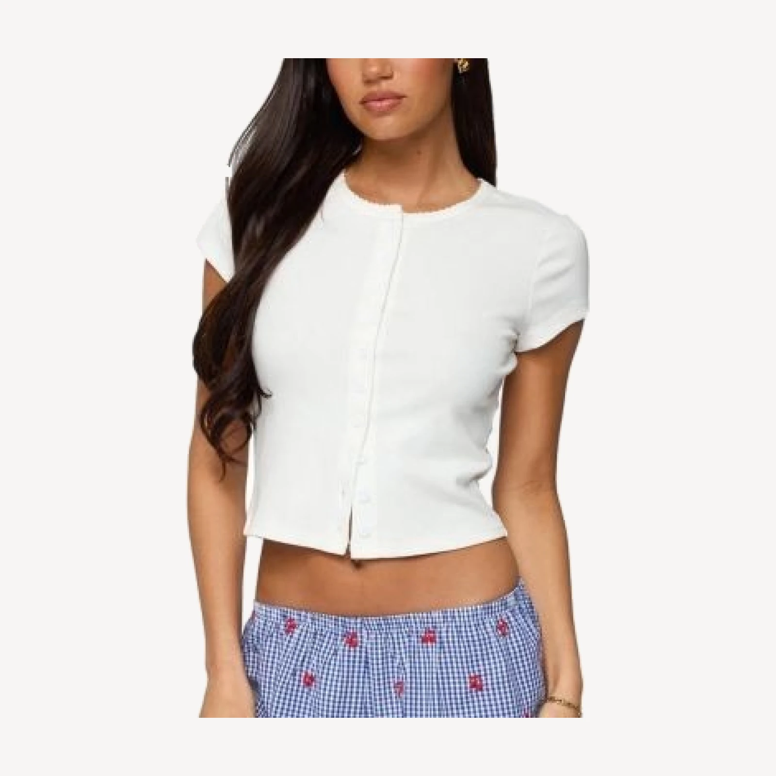Edikted Solina Ribbed Button Up Top