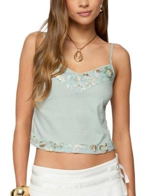 Edikted Sequin & Bead Woven Tank Top