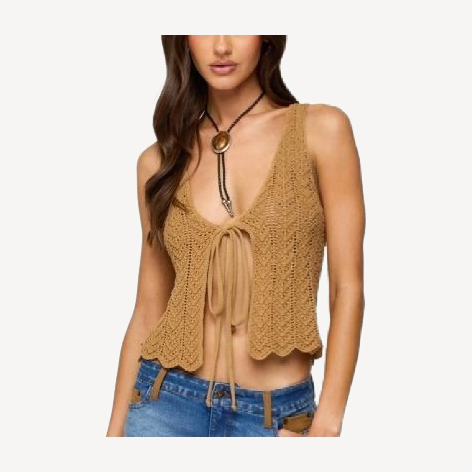 Edikted Sadiee Split Front Knit Top