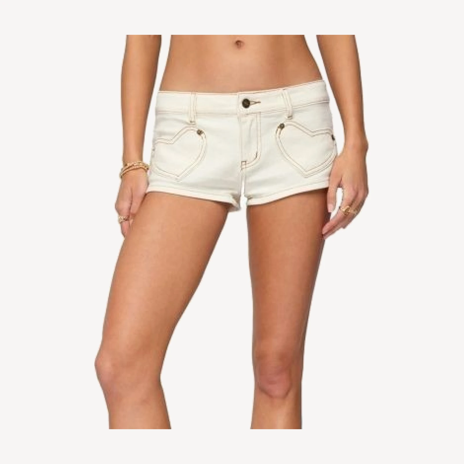 Edikted Hearts Low Rise Micro Denim Shorts