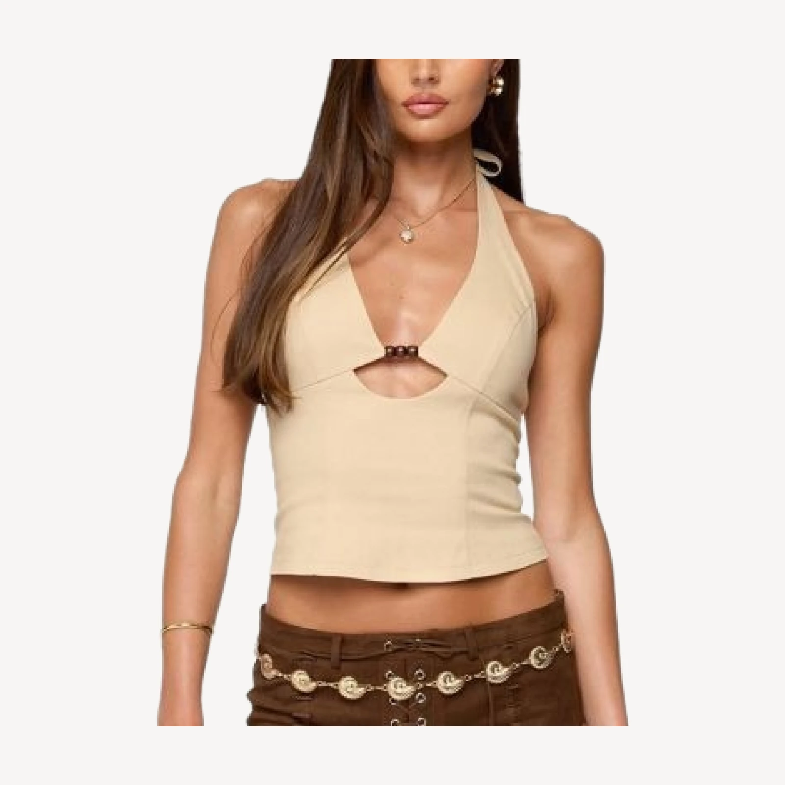 Edikted Evey Bead & Cut Out Halter Top