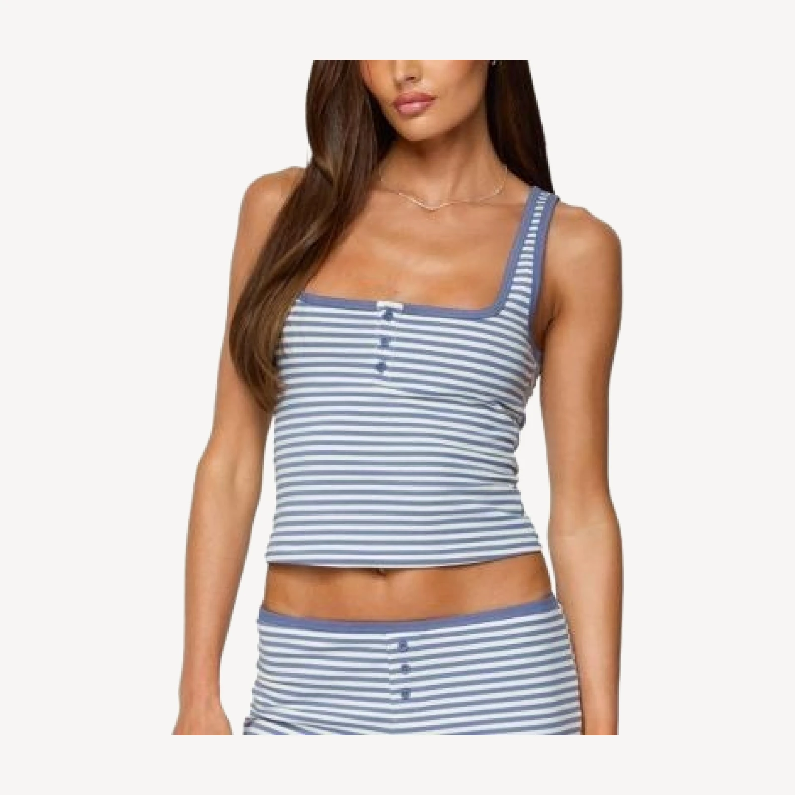 Edikted Monti Striped Henley Tank Top