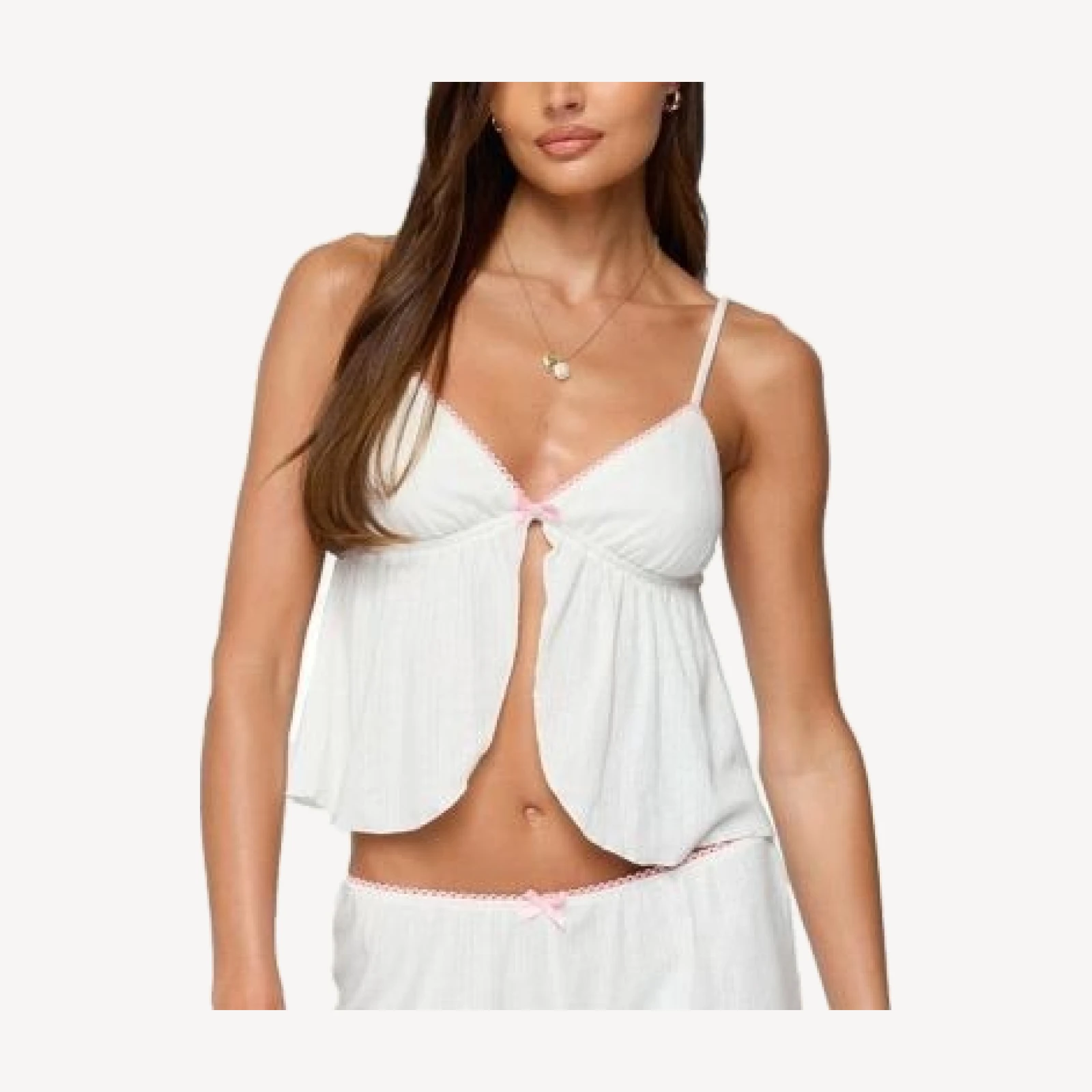 Edikted Linny Split Front Pointelle Top