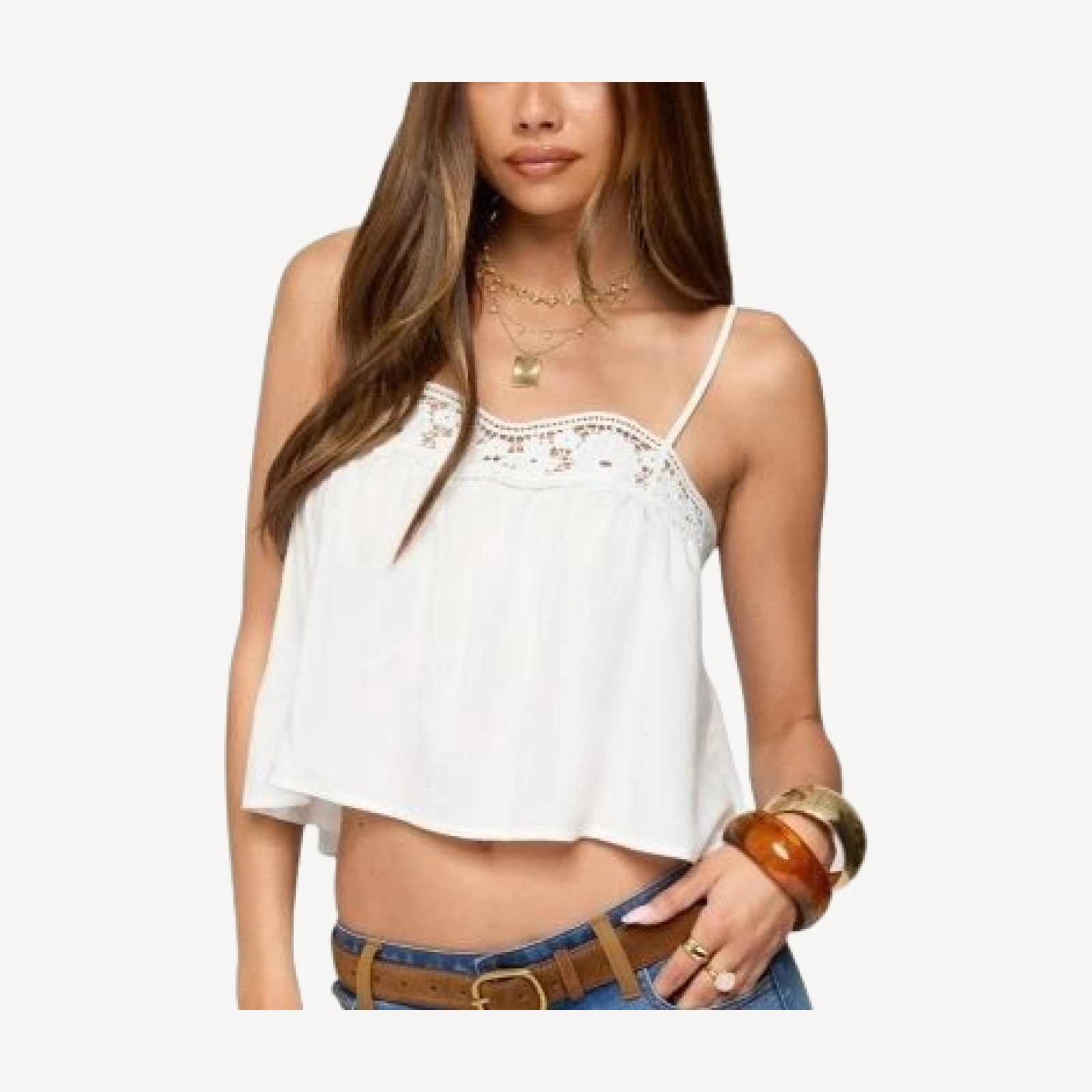 Edikted Iris Backless Floral Lacey Tank Top