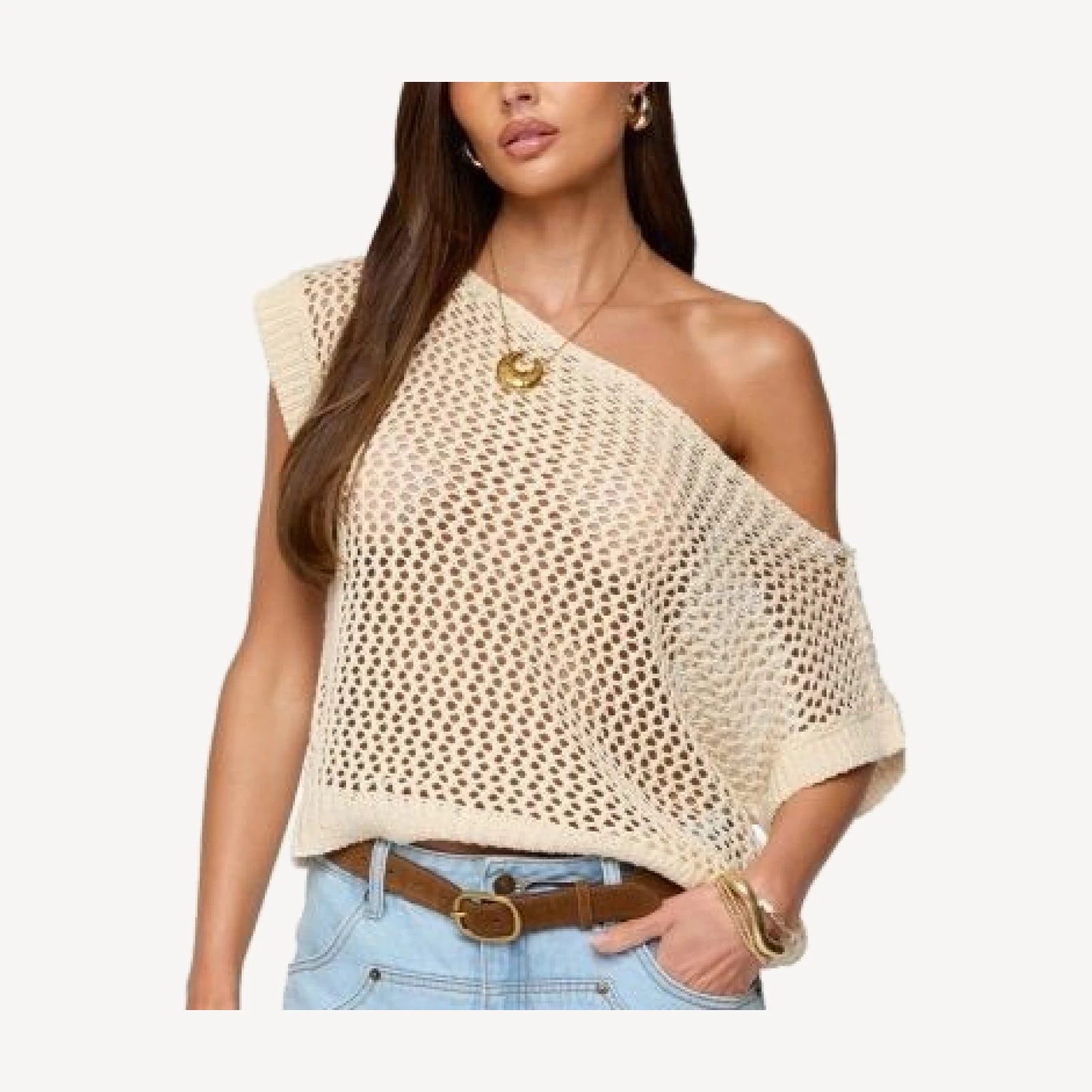 Edikted Trix Off Shoulder Open Knit Top
