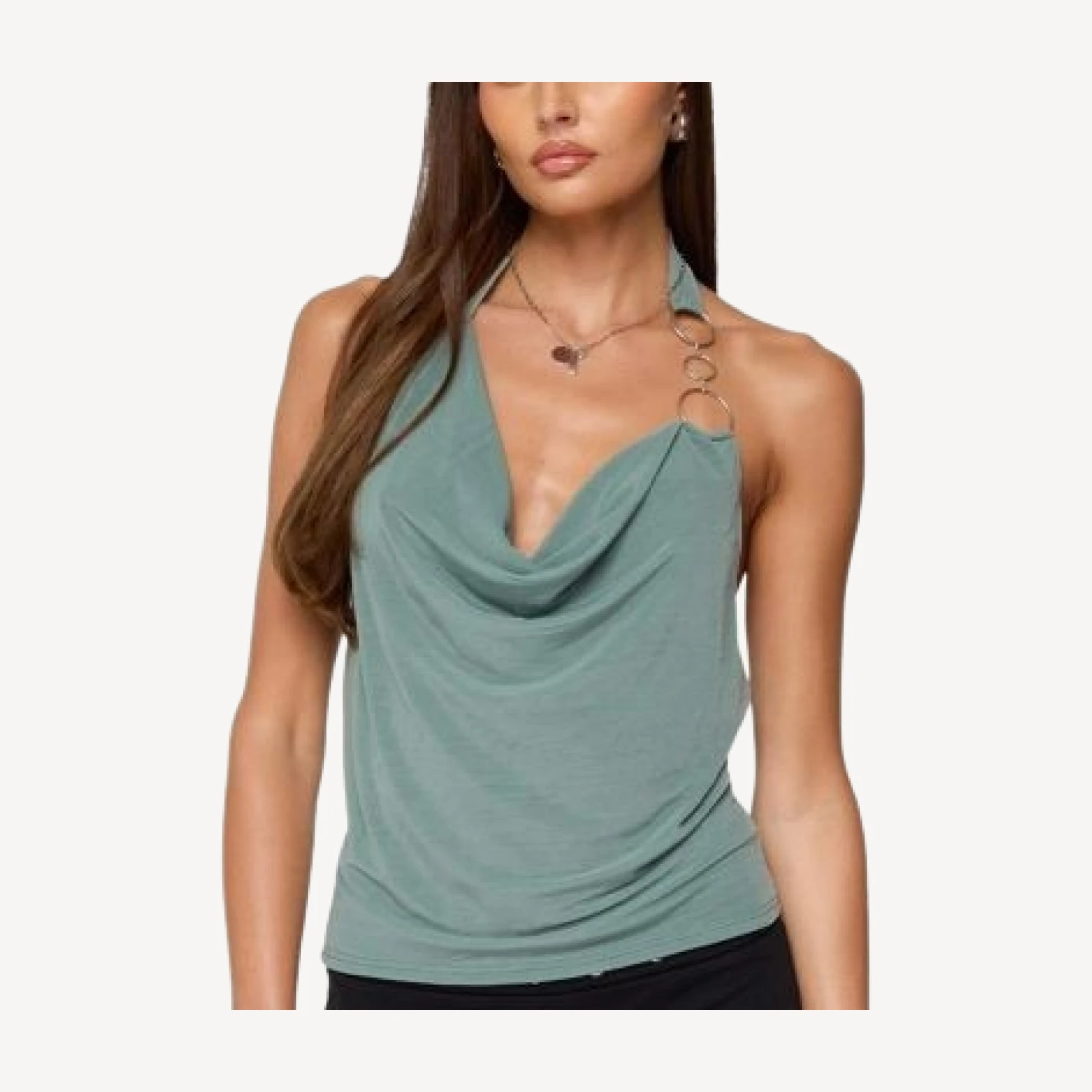 Edikted Rhia Cowl Neck Halter Top