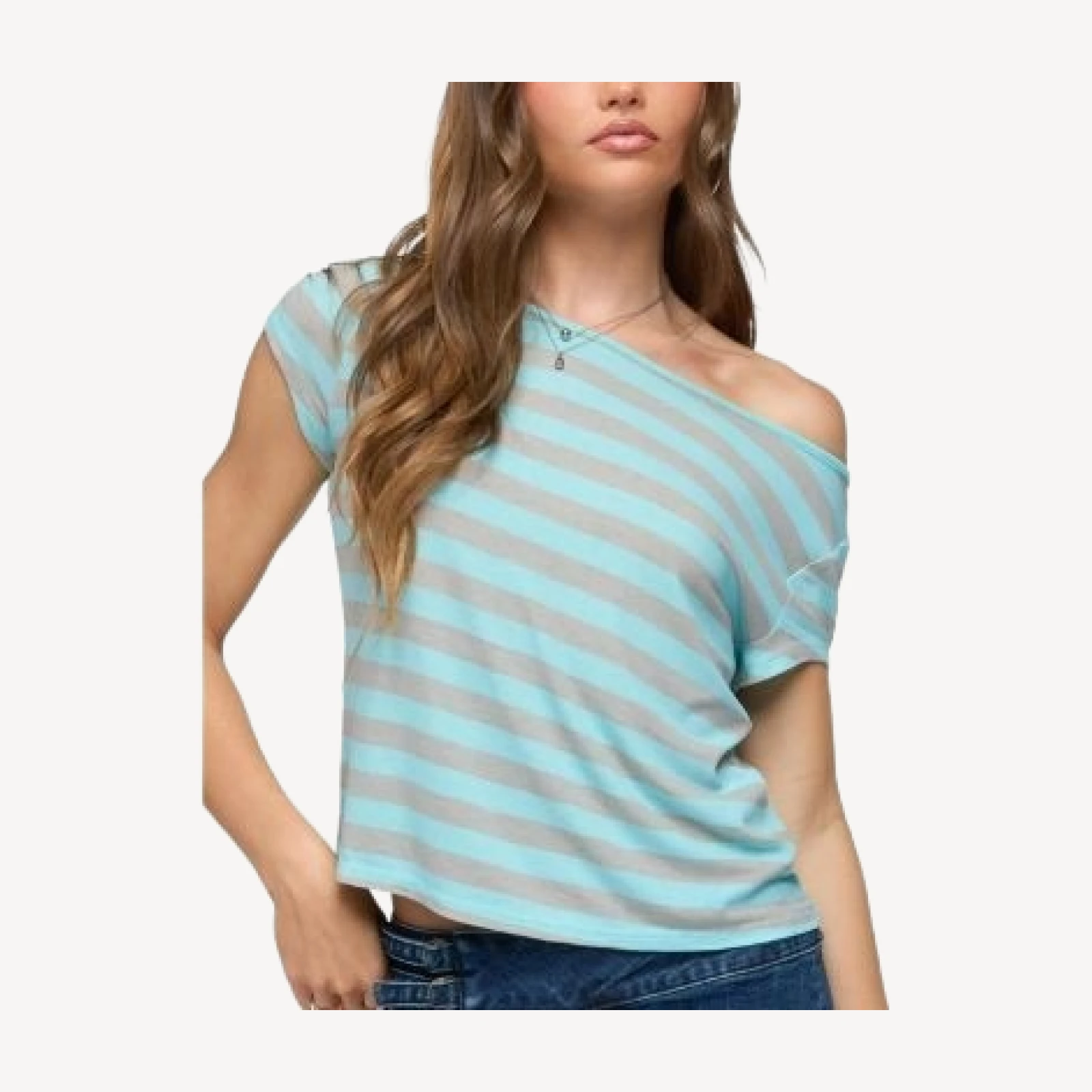 Edikted Sandie Striped Off Shoulder Top