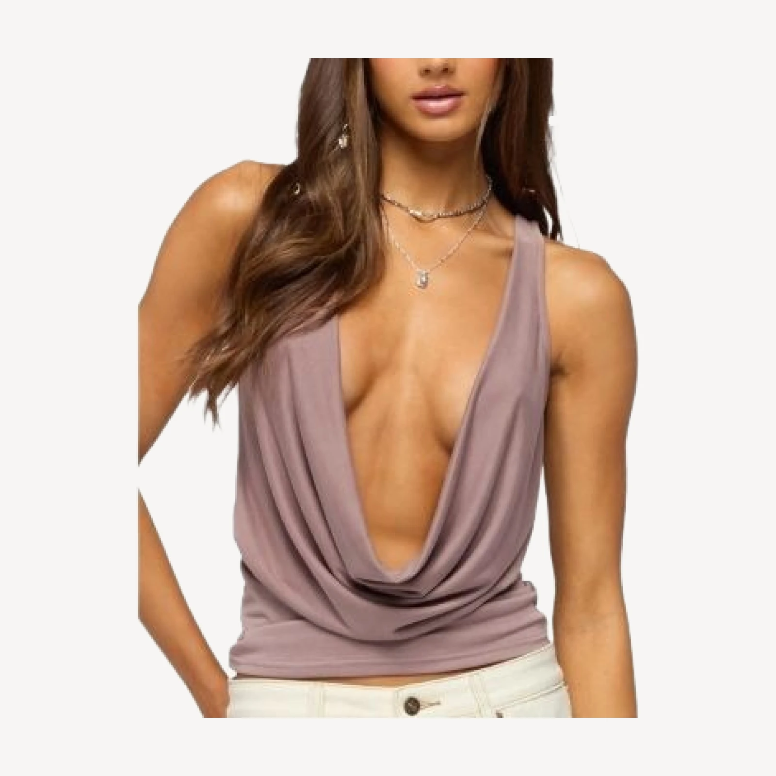 Edikted Back Chain Cowl Neck Top
