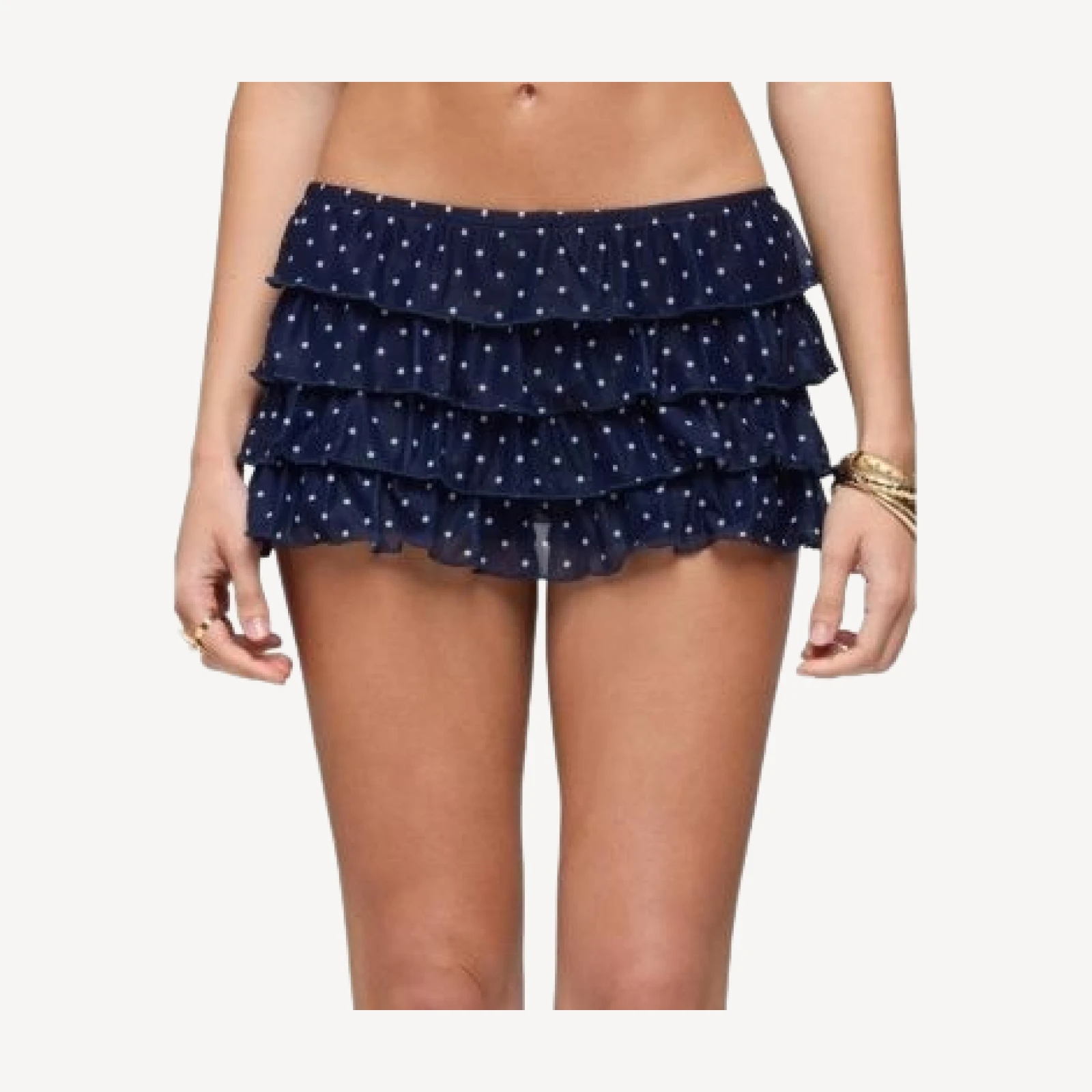 Edikted Ruffled Polka Dot Mesh Micro Skort