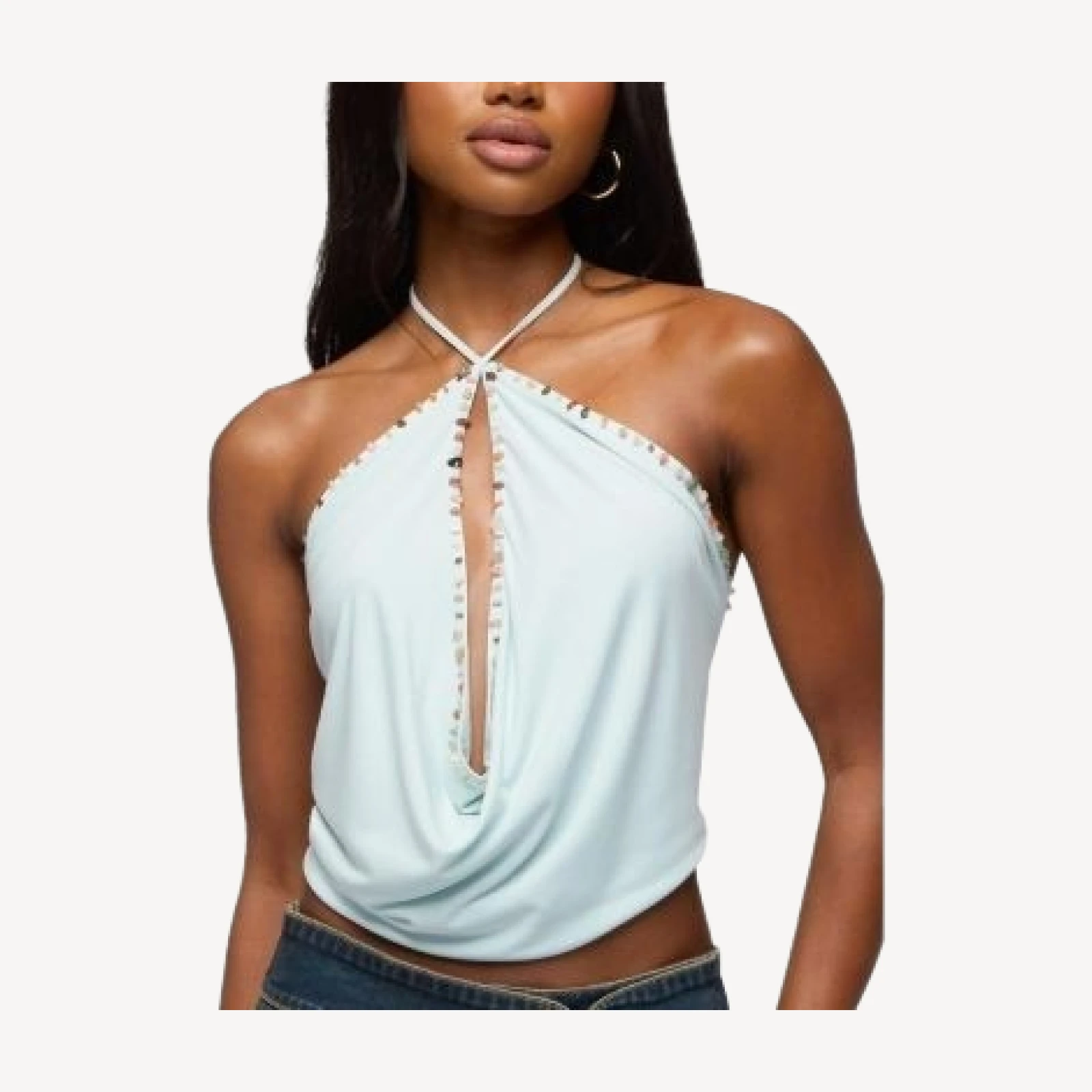 Edikted Stone Backless Cowl Neck Top
