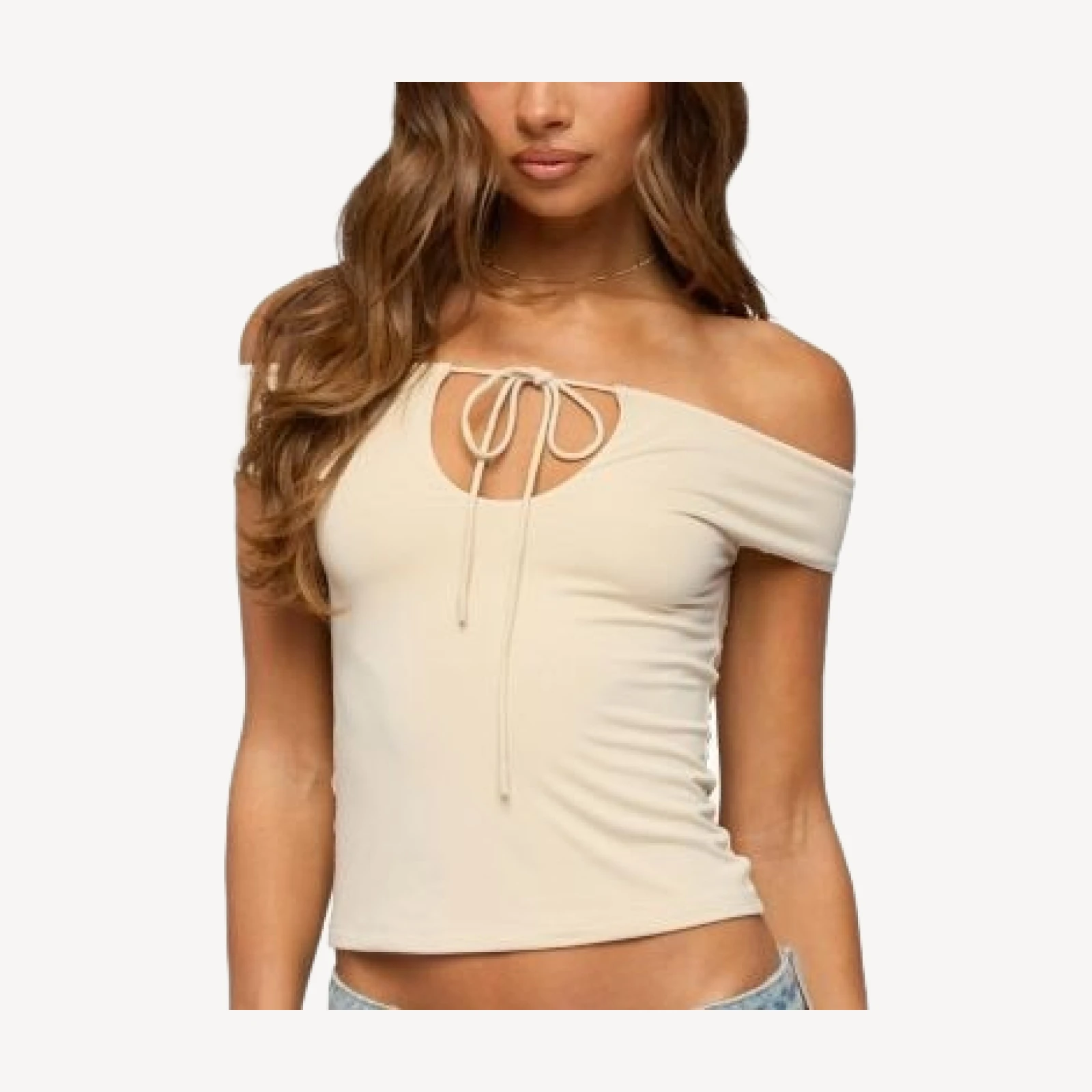 Edikted Kaite Off Shoulder Cutout Tie Top