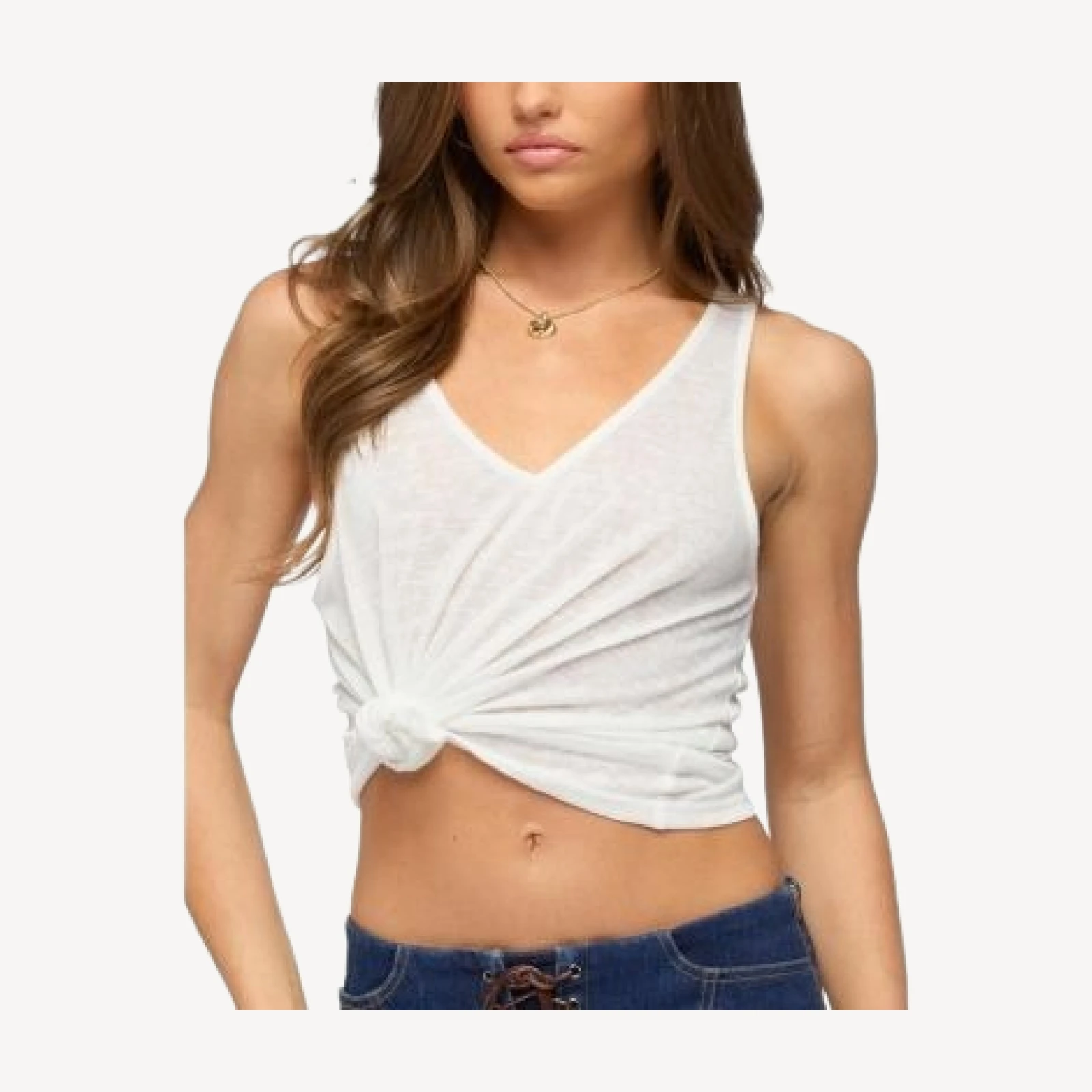 Edikted Hellen Sheer V Neck Tank Top