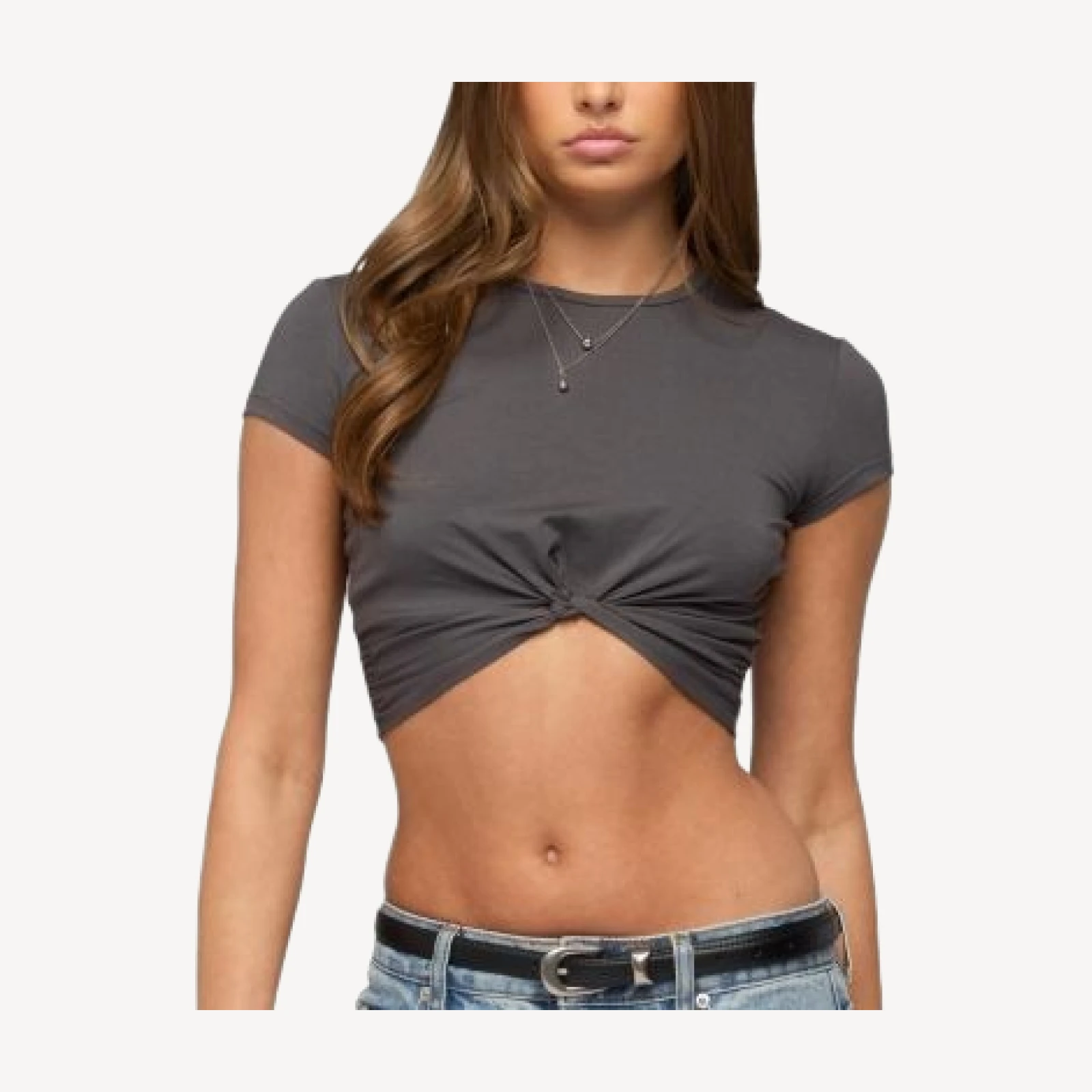 Edikted Sephey Twisted Cropped T Shirt