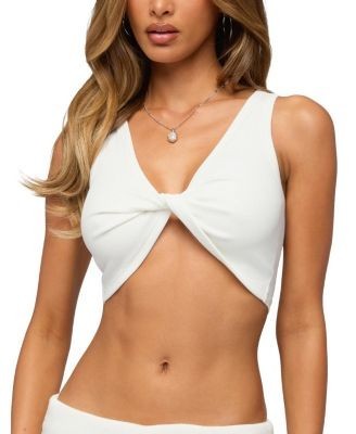 Edikted Lumi Twist Front Ribbed Crop Top