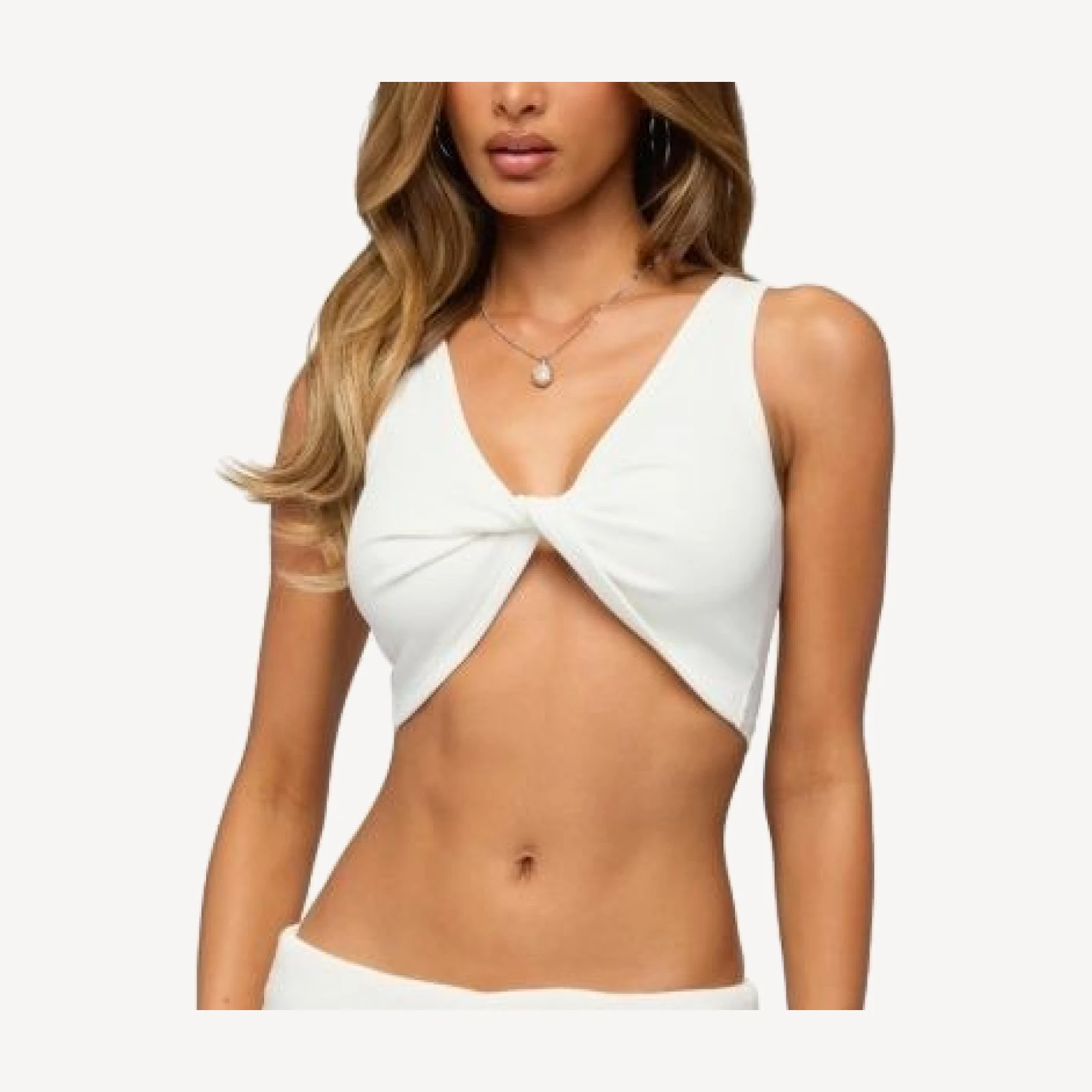 Edikted Lumi Twist Front Ribbed Crop Top